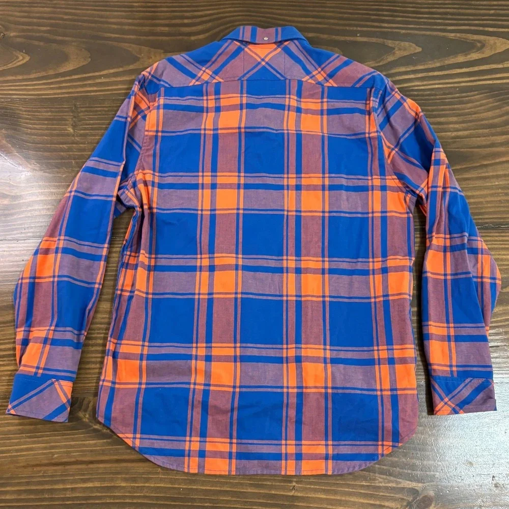Chubbies Wanderers Club Mens XL Plaid Button Down Shirt Blue Orange Bigfoot - Picture 5 of 10